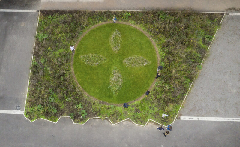 Garden consisting of herbicide-resistant plants, photographed from a bird's eye view, diameter approx. 11 m, realised in Bourges France